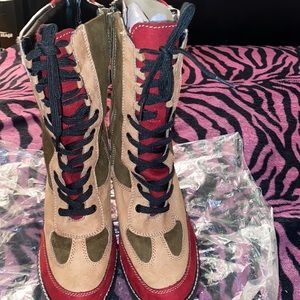 Women’s very stylish multi colored boots size 9